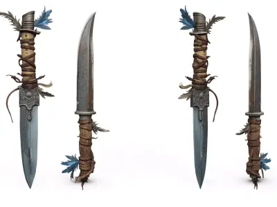 Native american ornamet dagger High Poly Resolution 3D model
