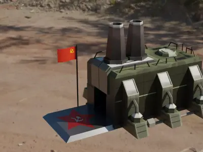 Low Poly Communist Party camp Free low-poly 3D model