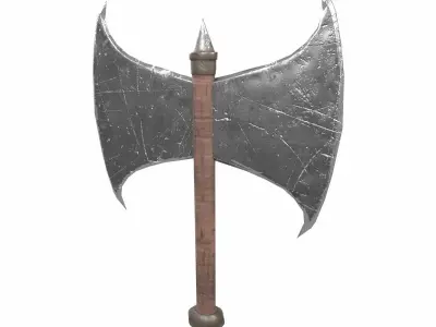  Medieval Double-Edged Axe Low-poly 3D model