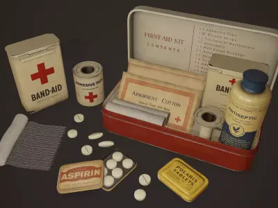 Vintage First Aid Kit - PBR Game Ready Low-poly 3D model