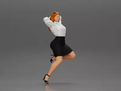Sexy Secretary posing With Kneeling On An Office Chair 3D print model