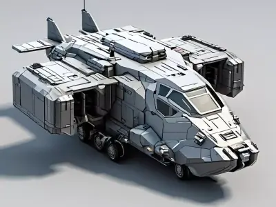 Futuristic SciFi Cargo Transport Vehicle Low-poly 3D model