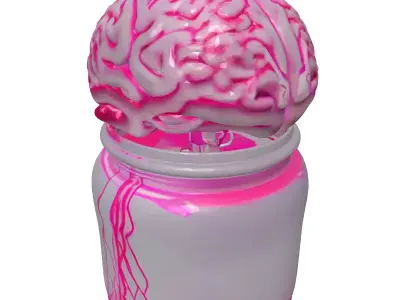 Neon Brain in a Jar 3D model