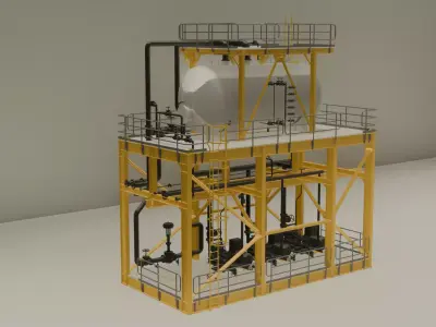 Industrial Tank  Pumping Station with Access Platform 3D model