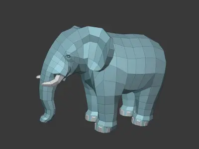 Cartoon Elephant Low-poly 3D model buy