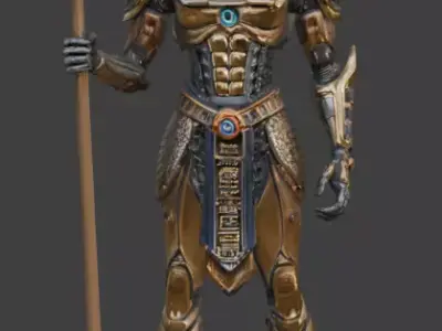 Futuristic Cyberpunk Pharaoh Statue Low-poly 3D model