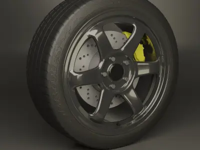 6 spoke sport racing car rim Free 3D model