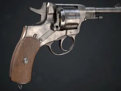 PBR Russian Nagant M1895 Revolver Low-poly 3D model