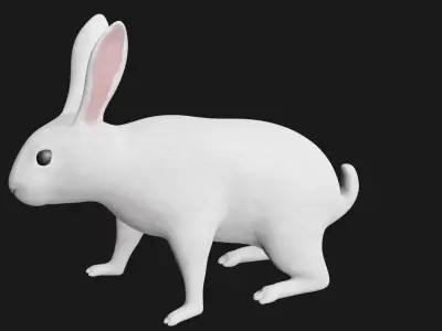 white rabbit low poly rigged Low-poly 3D model
