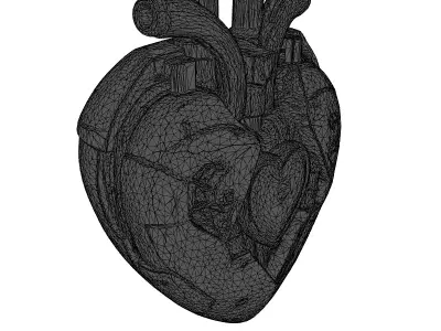 Cybernetic Heart with Blue LEDs 3D model