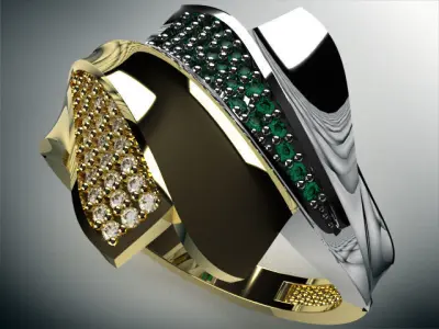woman diamond ring 2 part  R00098 3D print model