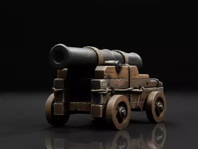 Realistic Historical Naval Cannon Low-poly 3D model