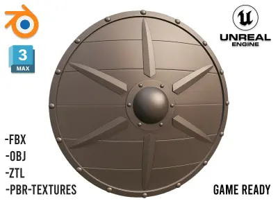 Medieval Viking Shield 01- Low-poly 3d model Low-poly 3D model
