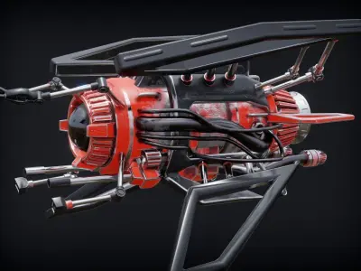 Sci-fi Submarine Low-poly 3D model