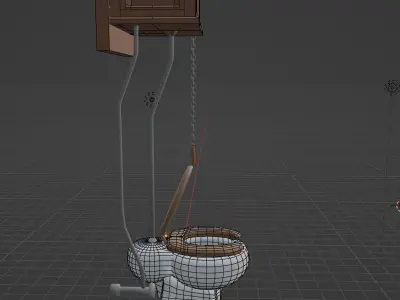 Pull chain toilet 3D model