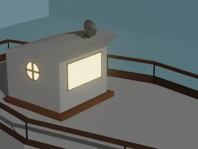 Boat Low-poly 3D model with stripe Low-poly 3D model