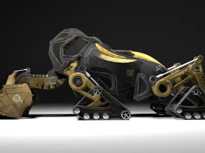 Excavator - CAT - design Low-poly 3D model