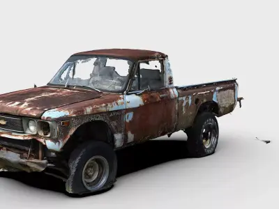 Pickup Truck  Rusted Wrecked Vintage Chevrolet Off-road Low-poly 3D model