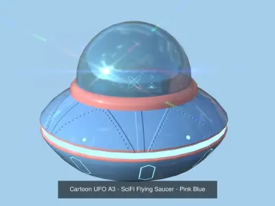 08 Cartoon UFO Collection - SciFi Flying Saucer Asset 3D Model Pack purchase