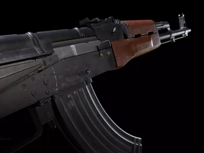 Low poly AK-47 with high resolution model and PBR textures Low-poly 3D model