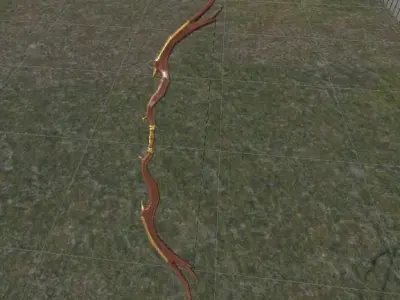 Low Rez Elvish Wooden Bow Low-poly 3D model