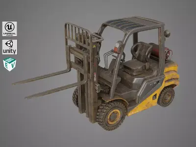 Forklift Truck 02 Old Dusty All PBR Unity UE Textures Low-poly 3D model