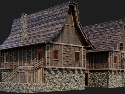 Old Medieval House Building 4K Textures GameReady 108 Low-poly 3D model