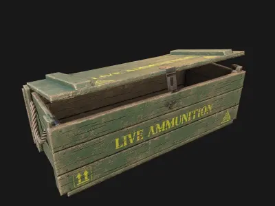 Low Poly PBR Wooden Military Crate 4 Low-poly 3D model