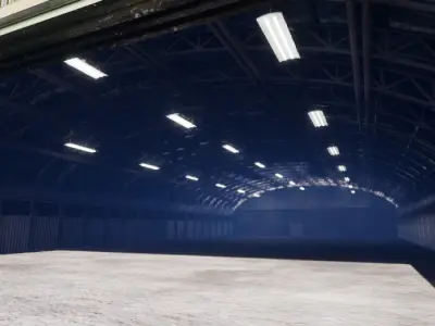 Large aircraft hanger shed type K from world war 2 Low-poly 3D model