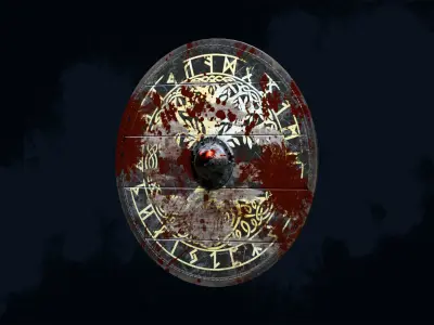 Viking shield 3 - Bloodied Relic Low-poly 3D model