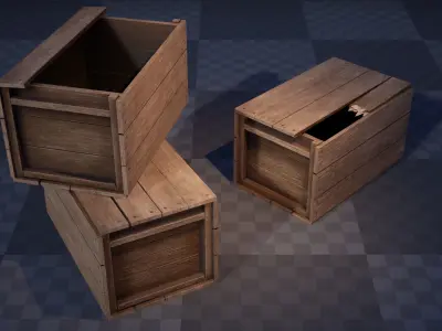 Wooden boxes Low-poly 3D model purchase