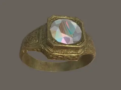 AntiqueRing gold ring with stone Low-poly 3D model