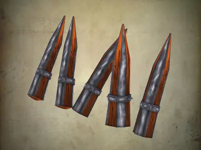 Spike Low Poly wooden sword with metal handle Low-poly 3D model