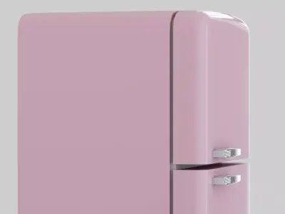 Retro fridge pink Low-poly 3D model