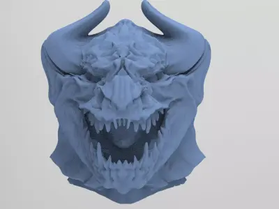  Monster head sculpt Horned 3D model
