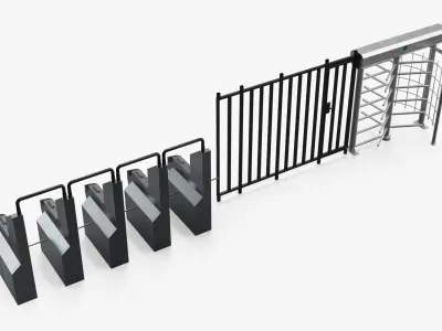 Urban Subway Entrance Control Gates Dirty 3D model