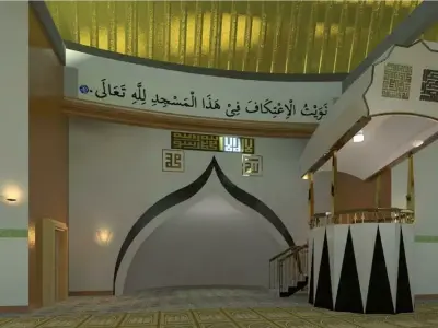 Mosque with golden dome 3D model