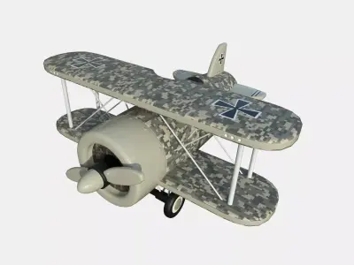 Airplane Cartoon A12 Digital Camouflage - Classic Aircraft Low-poly 3D model