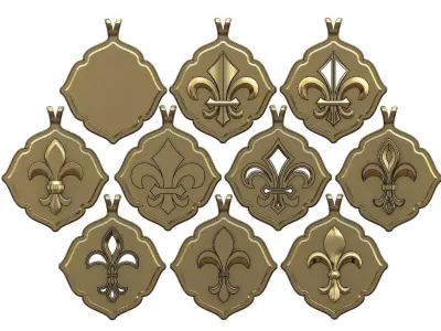 Royal lily Lys flower Fleur de lys pendants  3D print model