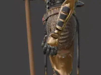 Futuristic Cyberpunk Pharaoh Statue Low-poly 3D model