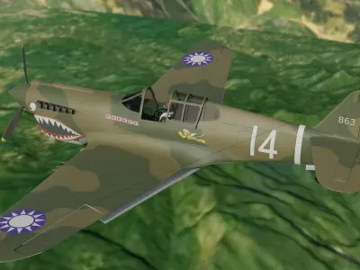 P-40 The Flying Tigers  China war zone in WWII 3D model