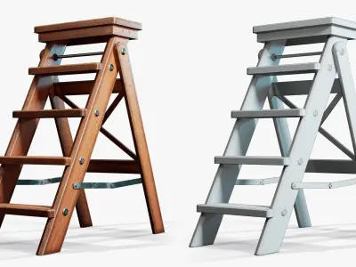 Step Ladder Folding Wooden Low-poly 3D model