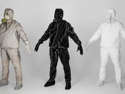 Soviet Liquidator of nuclear accident of Chernobyl in A-pose 95 Low-poly 3D model