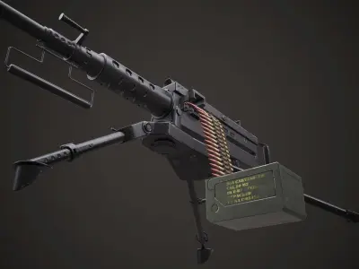 Machine gun - Browning M2 - Low Poly 3d Model Low-poly 3D model