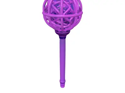 Neon Staff with Purple Energy Orb 3D model