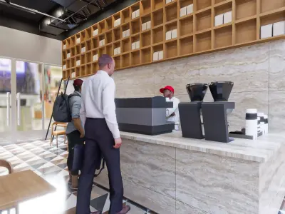 Small Modern Coffee Shop Interior  3ds Max  V Ray Scene 3D model