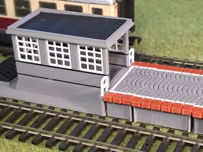 Double Edge Platform Underpass4 1-87 FDM color 3D print model