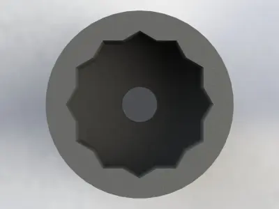 Soquete Estriado 32mm x 1-2 pol Striated Socket 3D model