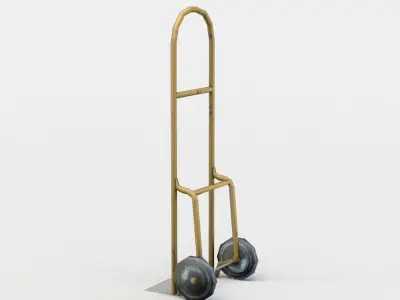 Trolley hand cart with wheels Low-poly 3D model