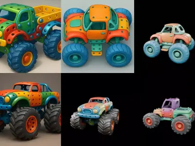 Monster Truck bundle 13 pack 100 glb 3D model